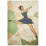 Italian Production. Panel mosaic of stained glass mosaic depicting a futuristic style dancer, strura