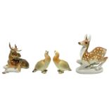 Group No. 4 Ð›Ñ„Ð· statuettes, Russia, 20th century. Depicting pheasants H 14 cm, 25 cm H deer and e