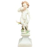 Capodimonte porcelain statuette depicting little girl eating the apple. H 18 cm.