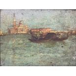 Oil paint on masonite depicting St. George Island in Venice, a painter of the nineteenth century. 18