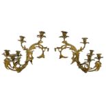 Pair of appliques gilt brass with 5 lights. Nineteenth century