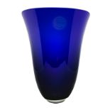 Cylindrical vessel submerged in glass and encased in shades of blue, signed Nason C. H 19X14 cm