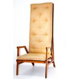 Interflex, M.Zanuso design, mod. bit-let. Armchair in beech wood and fabric. Cm 176x69x69