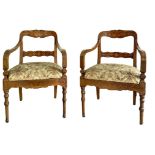 Two inlaid Biedermeier armchairs, light wood. Seat H 90 cm H 48 cm seat width 58 cm