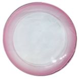 Big centerpiece of Murano glass. circular shape with outer band in shades of pink. Diameter 44 cm