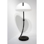 Floor lamp, Martinelli, black lacquered metal structure, shade in plexi. Mod. Cobra. Introduction to
