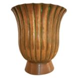 Production Nino Ferrari dis. Gio Ponti. Important and rare copper vase embossed and ribbed, base app