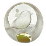 Paperweight depicting nightingale. H 8 cm