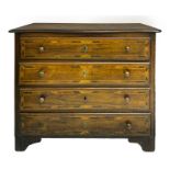 Drawers in walnut, Emilia, Italy, eighteenth century. On the front four drawers enriched with a wide
