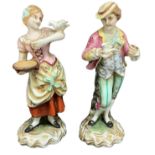 Pair of polychrome porcelain Capodimonte figurines depicting pair of characters with volatile, 20th