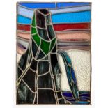 Stained glass window decorated with cathedral leaded glass. H 91x67 cm