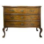 Chest of three drawers, late eighteenth / nineteenth century. Pale wood inlays on the front and on t