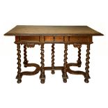 Wooden writing desk in solid walnut wall, Louis XIII, 17th century. surface edged bird's beak, three