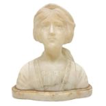 Bust in Volterra alabaster depicting woman, nineteenth century Tuscan H 18 cm Base cm 17x9.