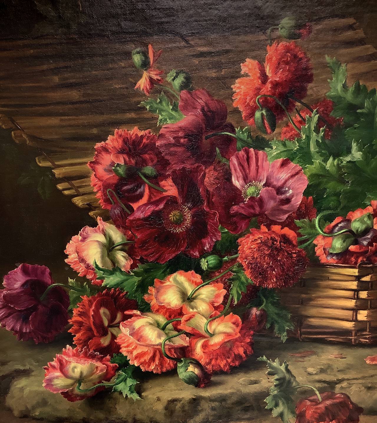 Oil painting on canvas depicting still life of flowers. 85x119 cm. Edward Van Ryswyck (Antwerp, 1871 - Image 2 of 4