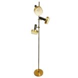 Production Stilux Milan. Floor lamp in a polished brass, black lacquered metal diffusers and glass p