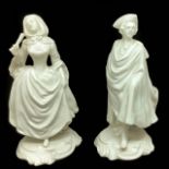 Pair of porcelain Capodimonte figurines depicting pair of characters as in the eighteenth century. H
