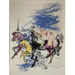 Lithography 37/50 depicting Horsemen of the Apocalypse, Sebastiano Milluzzo, framed 73x54 cm