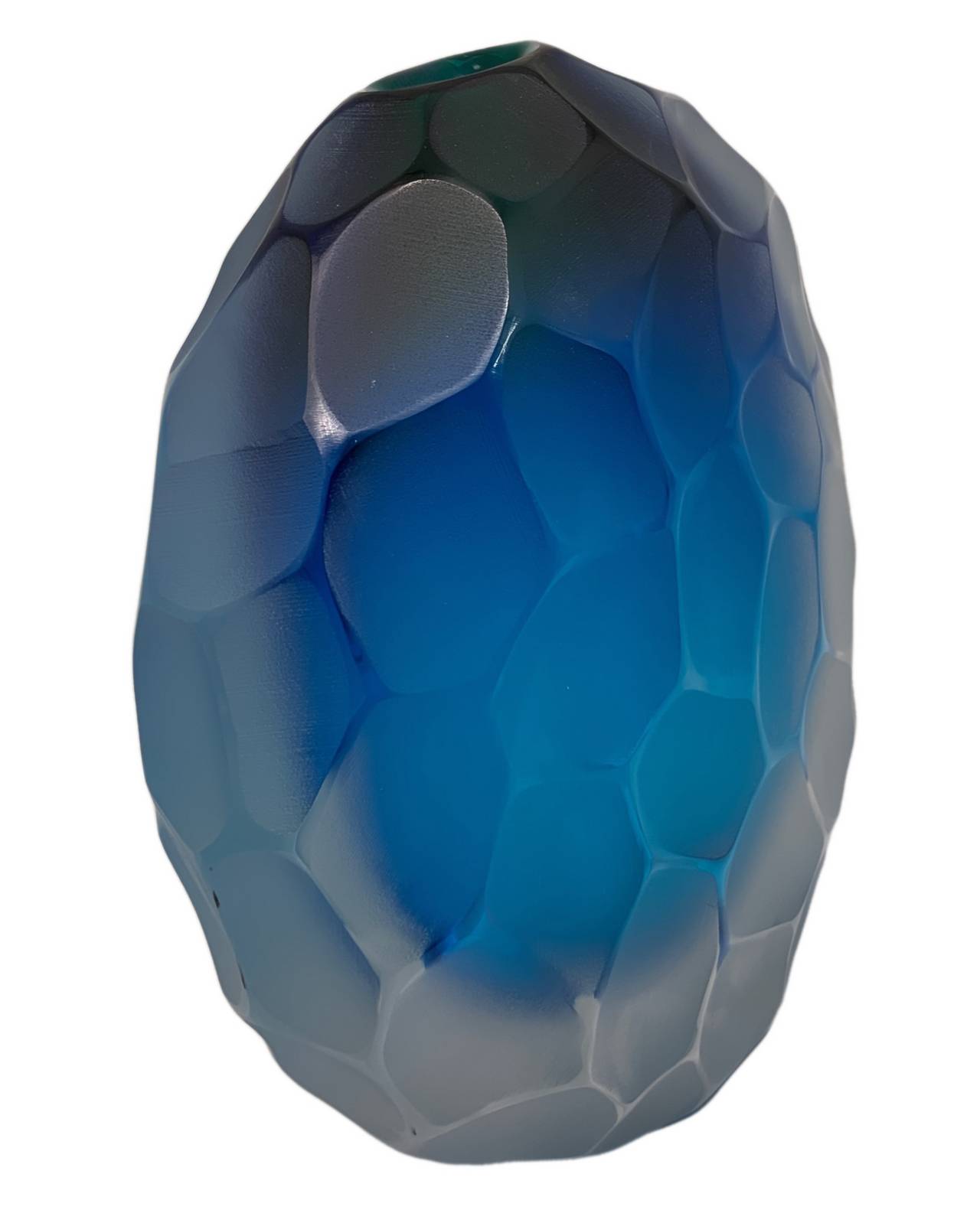 Glass jar submerged globular form in the blue and blue tones, grinded surface and veiled. Murano Gla - Image 3 of 7