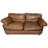 2 seater model Poppy 60s and 70s. Tito Agnoli for frau chair. Leather sofa cognac color padded with