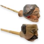 Pair of Pipe. "Fellow Alfio" - Hand painted. Catania, Sicily. Second half of 1900. Pipa with stove a