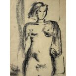 Charcoal Drawing of nude woman, Signed on the lower left Loretta R.?. Mm 380x290, framed 47x38 cm