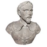 Sculpture depicting terracotta bust of a nobleman, seventeenth century. H 54x25 cm.