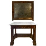 Console mahogany Charles X, 1810-1820, Sicily. Marble surface, inlays on the front and sides, centra