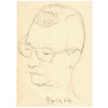 Pencil drawing on paper depicting a man's face. Siegfried Pfau (Abbey, 1899 - Rome, 1969). Cm 31x21,