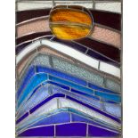Stained glass window with leaded glass cathedral. H 91x67 cm