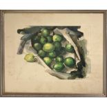 Contraffatto, watercolor on paper depicting lemons. Signed and dated 75 lower right. 34x48 cm, in fr