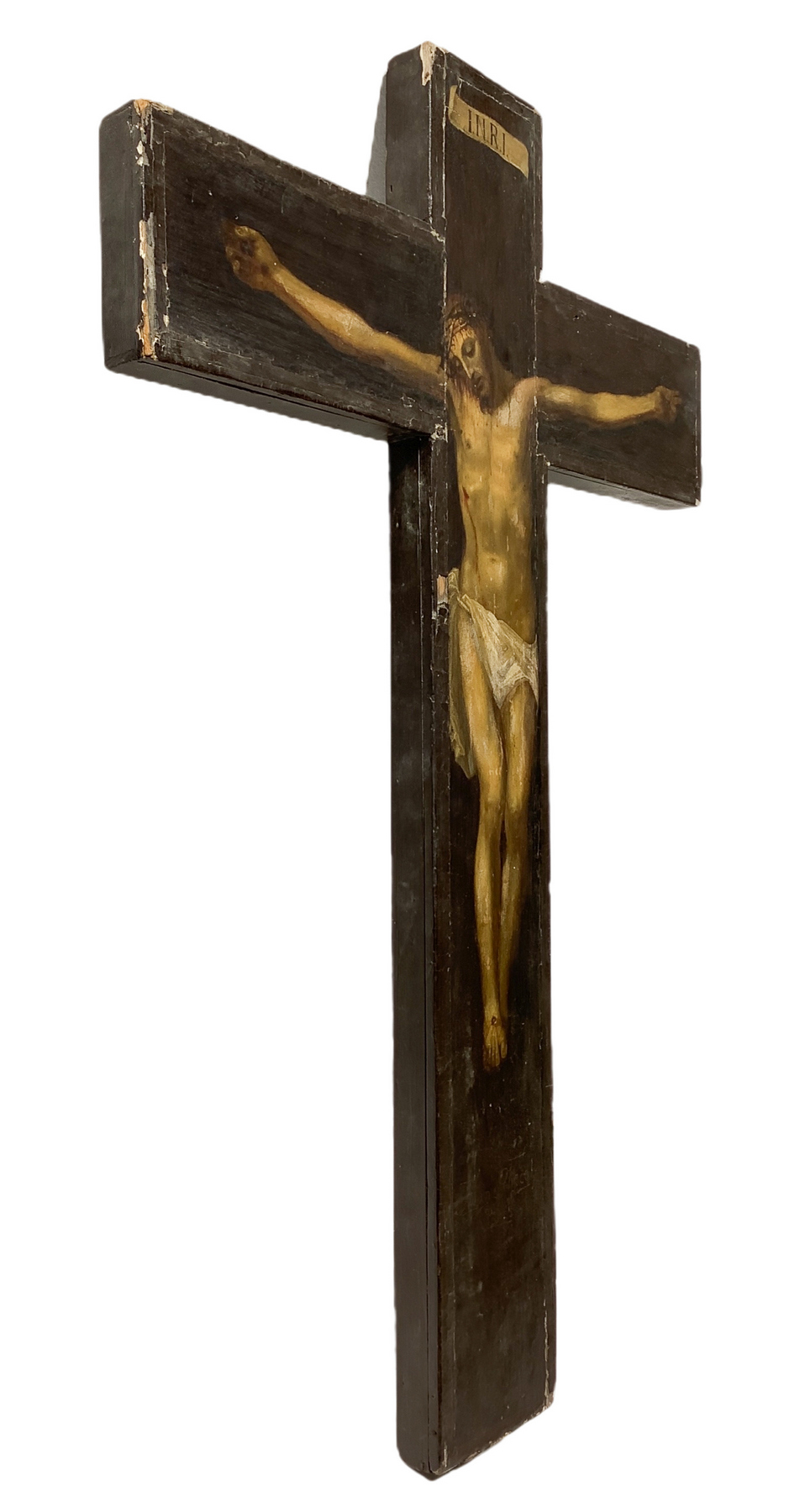 Wooden cross with Christ cricifisso policromo painting, eighteenth century. H 77x52 cm - Image 2 of 5