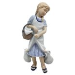 Copenhagen porcelain figurine depicting a child with ducks. H 25 cm