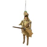 Sicilian marionette Pupo, large-size, XX century. With metal armor embossed and gilded and fabric. H