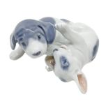 Copenhagen porcelain figurine depicting pair of puppies. H 6x9 cm