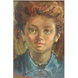 Oil painting on canvas depicting a young face. signed on the lower right Adalberto Morgana. 30x20 cm