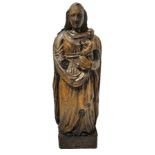 Sculpture depicting Virgin Mary and Child Blessing, the fifteenth century German sculptor. Base 25x1