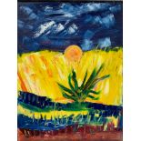 Oil painting on canvas signed M. Marino, depicting agave and wheat field. Cm 60x50