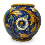 Ceramic bowl of Caltagirone, Bottega Di Bartolo, early twentieth century. Floral decoration with lar