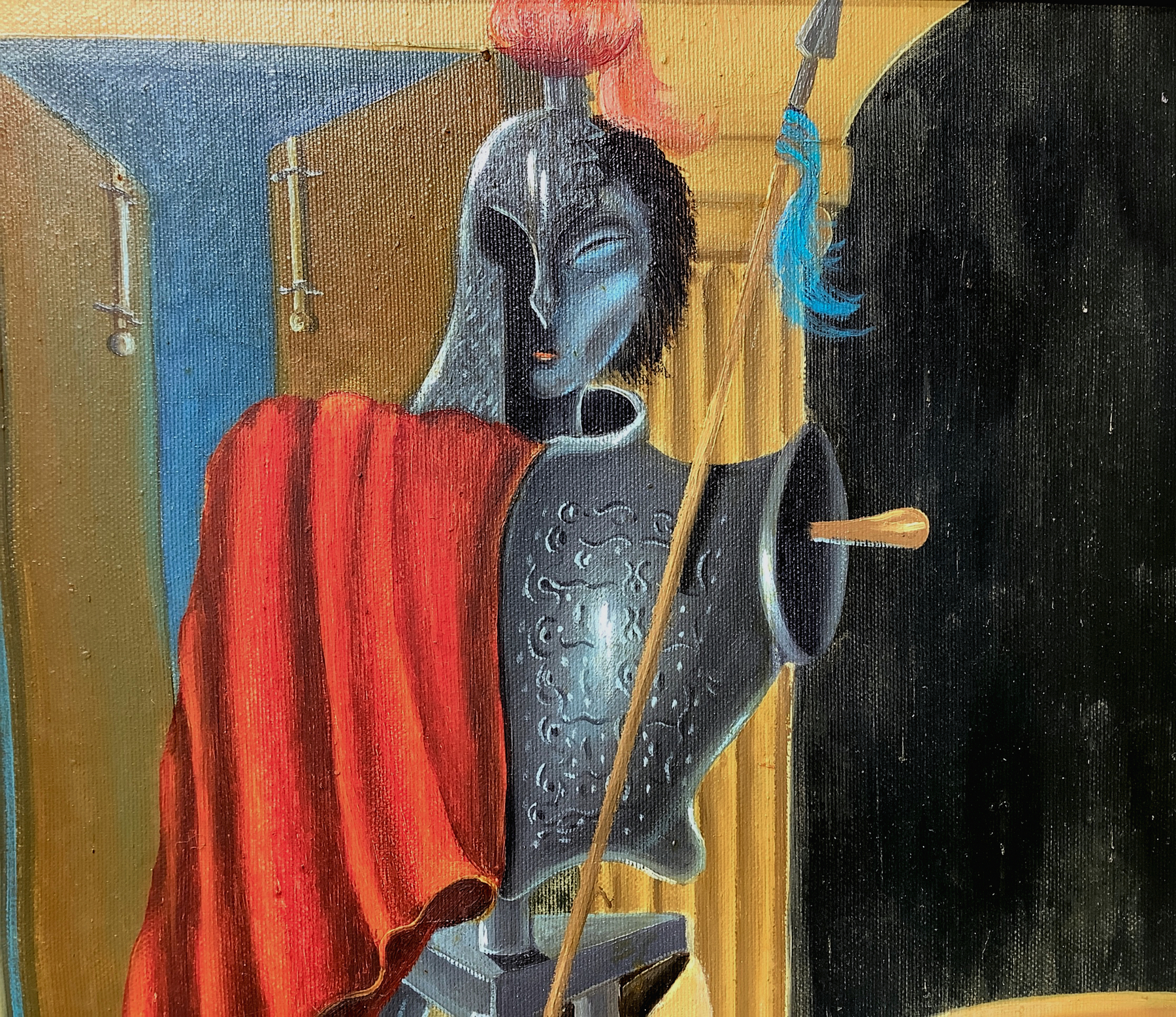Oil painting on canvas depicting Achilles metaphysical painter signed P. Lo Green. 50 x 40 cm, in fr - Image 3 of 6