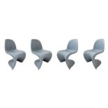 Vitra Panton design. N. 4 plastic chairs thermo formed in shades of gray. Signature at the base._x00