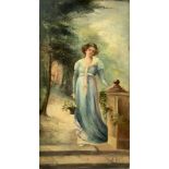 Oil painting on canvas depicting maiden, late nineteenth, early twentieth century. 105x49 cm. Strain