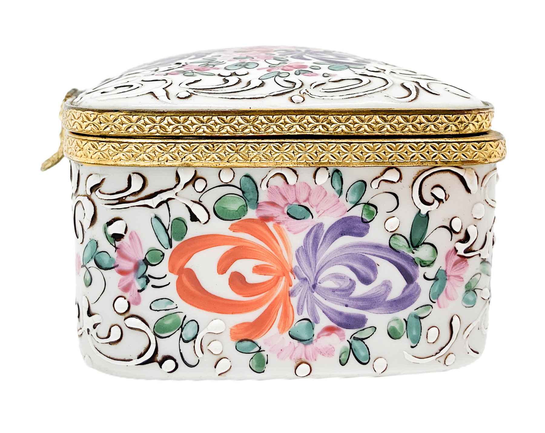 Small snuff Limoges with floral decorations in the twentieth century. H 4.5 cm, 10x8 cm - Image 4 of 5