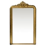 Mantelpiece mirror in gilded wood and molding in the lead, France nineteenth century. 180x112 cm