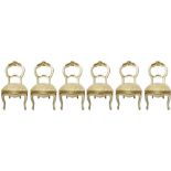 No. 6 chairs in shades of beije and gold leaf, Louis Philippe, nineteenth century, coming from noble