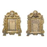 Pair of Cartegloriae in lacquered and gilded wood, early eighteenth century. H 40 cm x30
