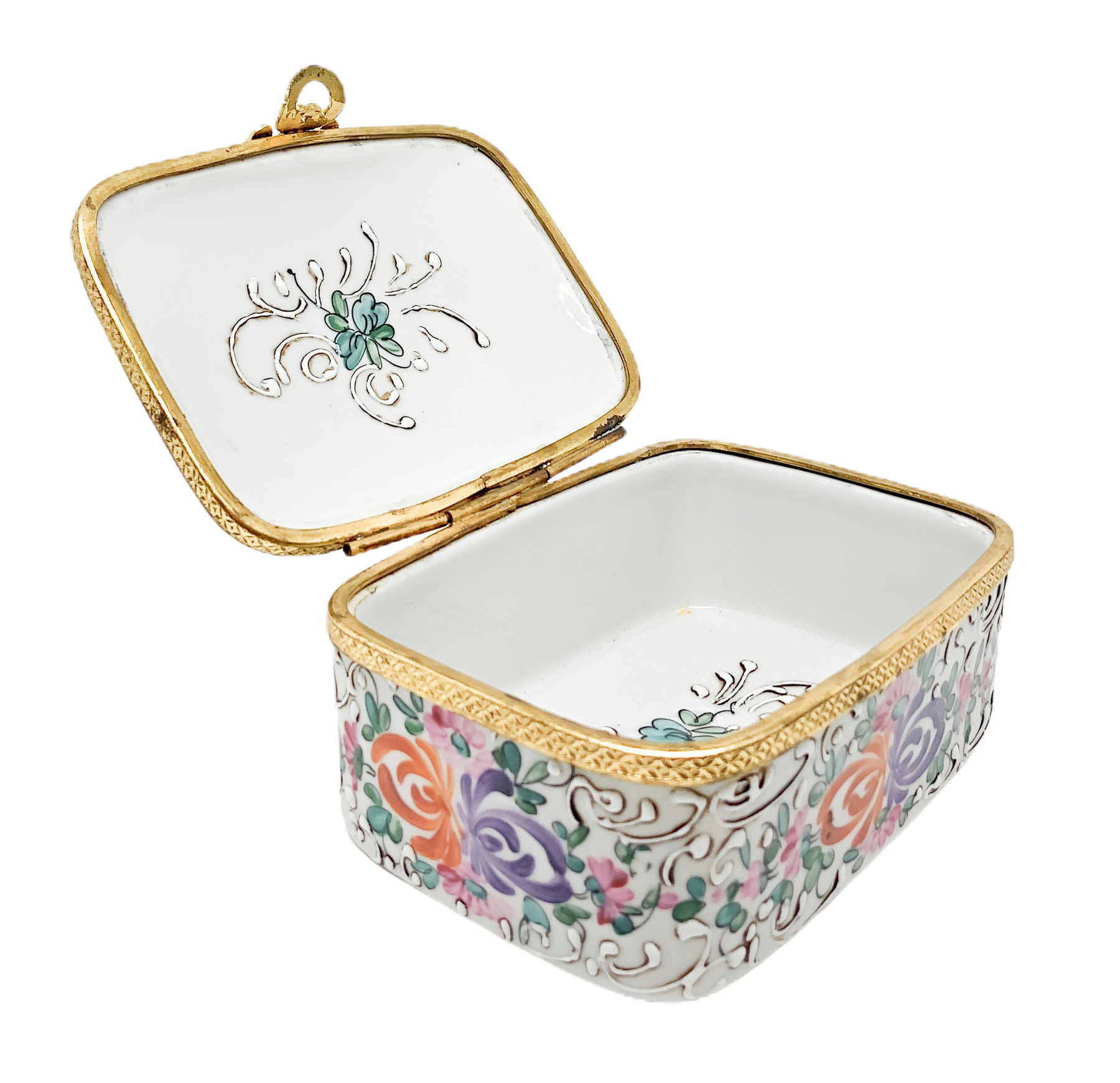 Small snuff Limoges with floral decorations in the twentieth century. H 4.5 cm, 10x8 cm - Image 3 of 5