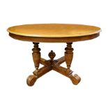 Table in walnut wood dining table with oval top right-foot by four balustrades with four spokes, pin