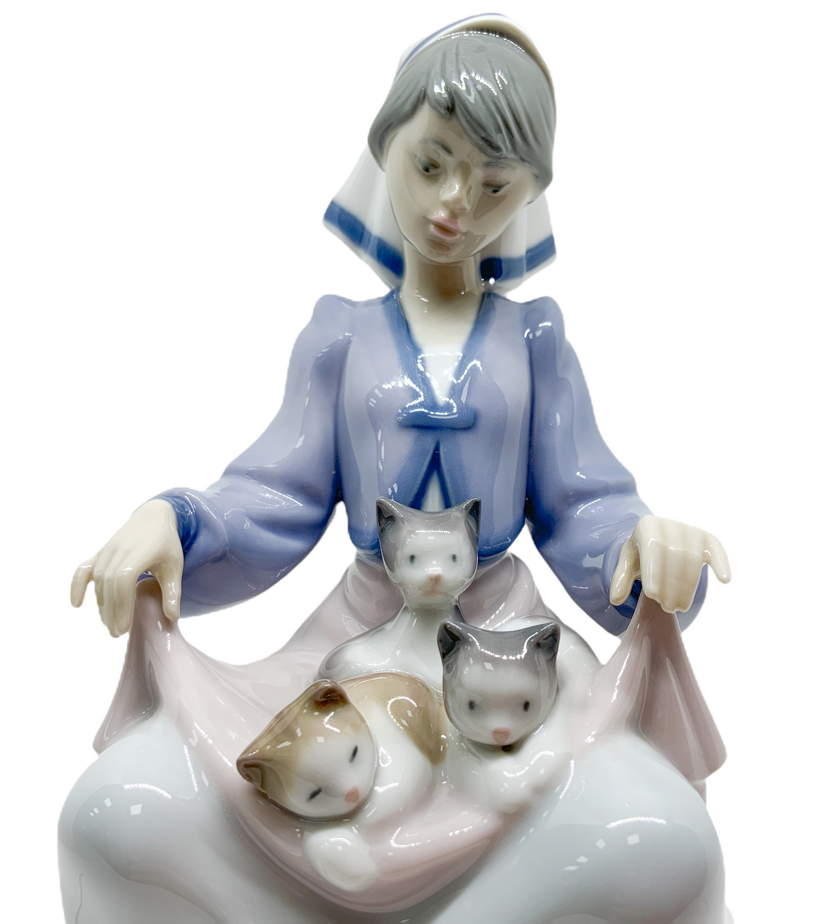 LLadro, girl with kittens. H 21 cm - Image 5 of 6