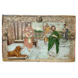 Sicilian cart part depicting scene with Sphinxes. Cm 34x54